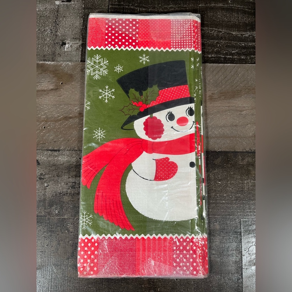Vintage Hallmark Christmas Paper Tablecloth Frosty the Snowman 60"x 102"